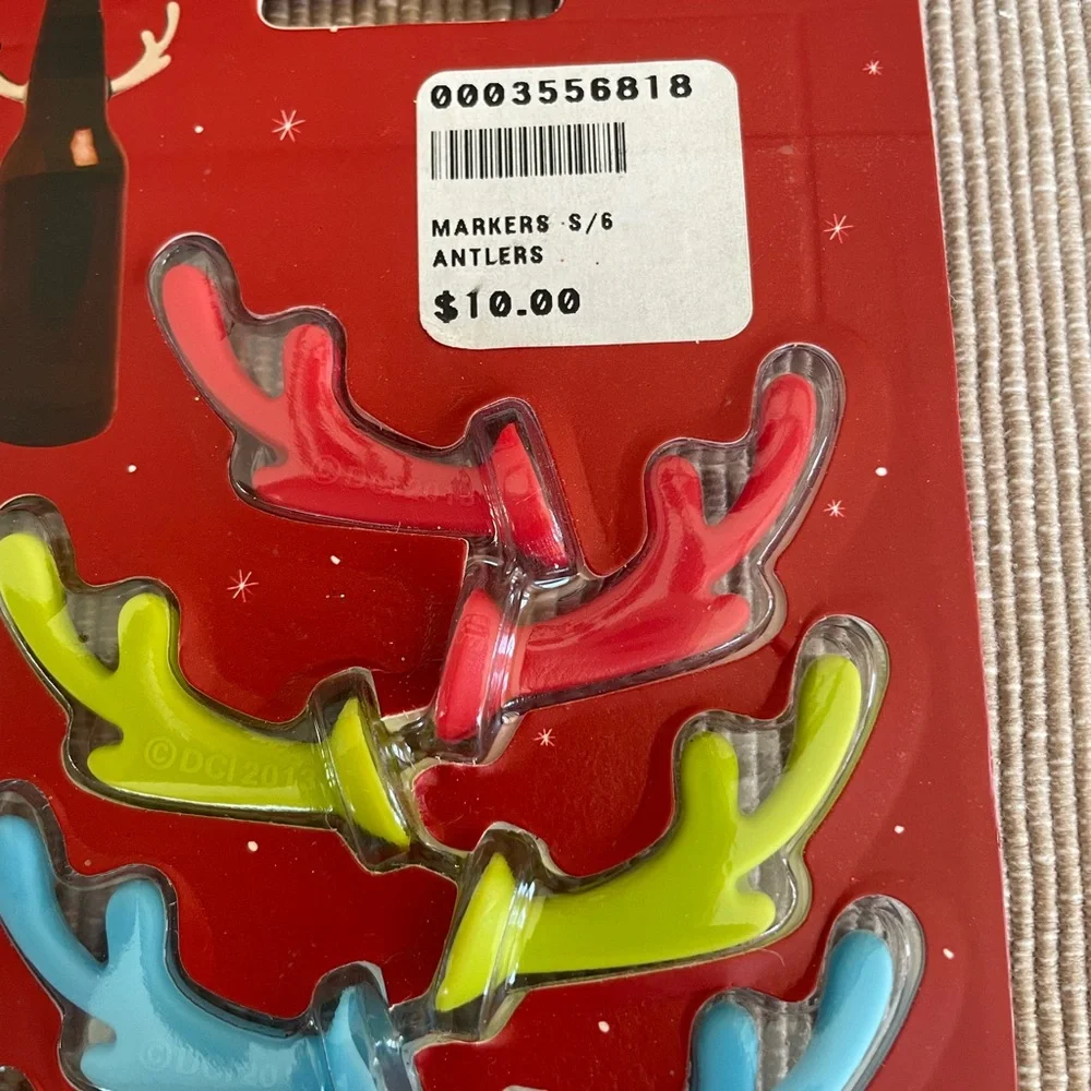Reindeer Antler Drink Markers! Brand New! From Sur La Table. Set of 6